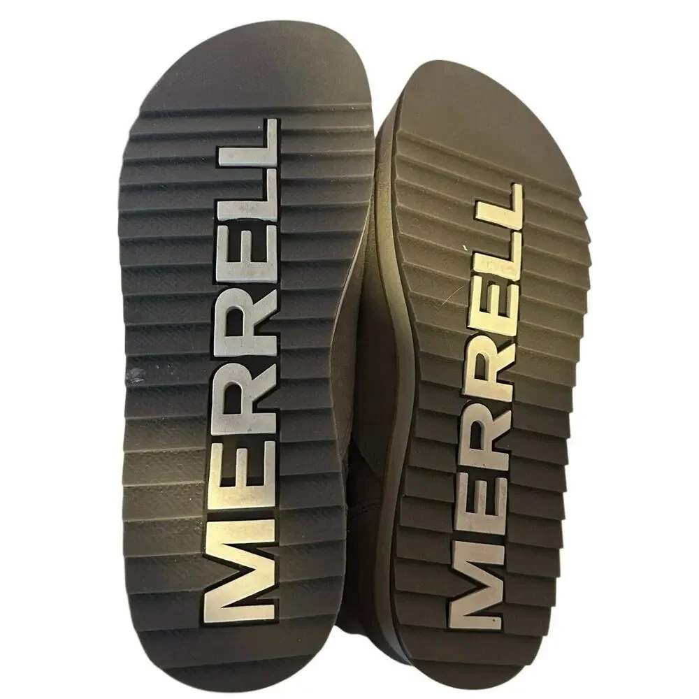 Merrell Women’s Juno Bluff‎ Polar Waterproof Snow Boots Size 10 Gray Tan Suede